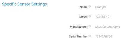 Specific Sensor Settings Specific Sensor Settings